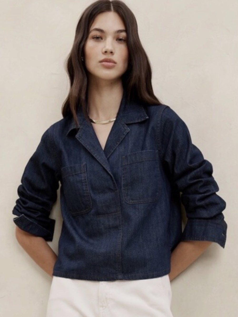 Banana Republic Denim Navy Blue Shirt 100% cotton